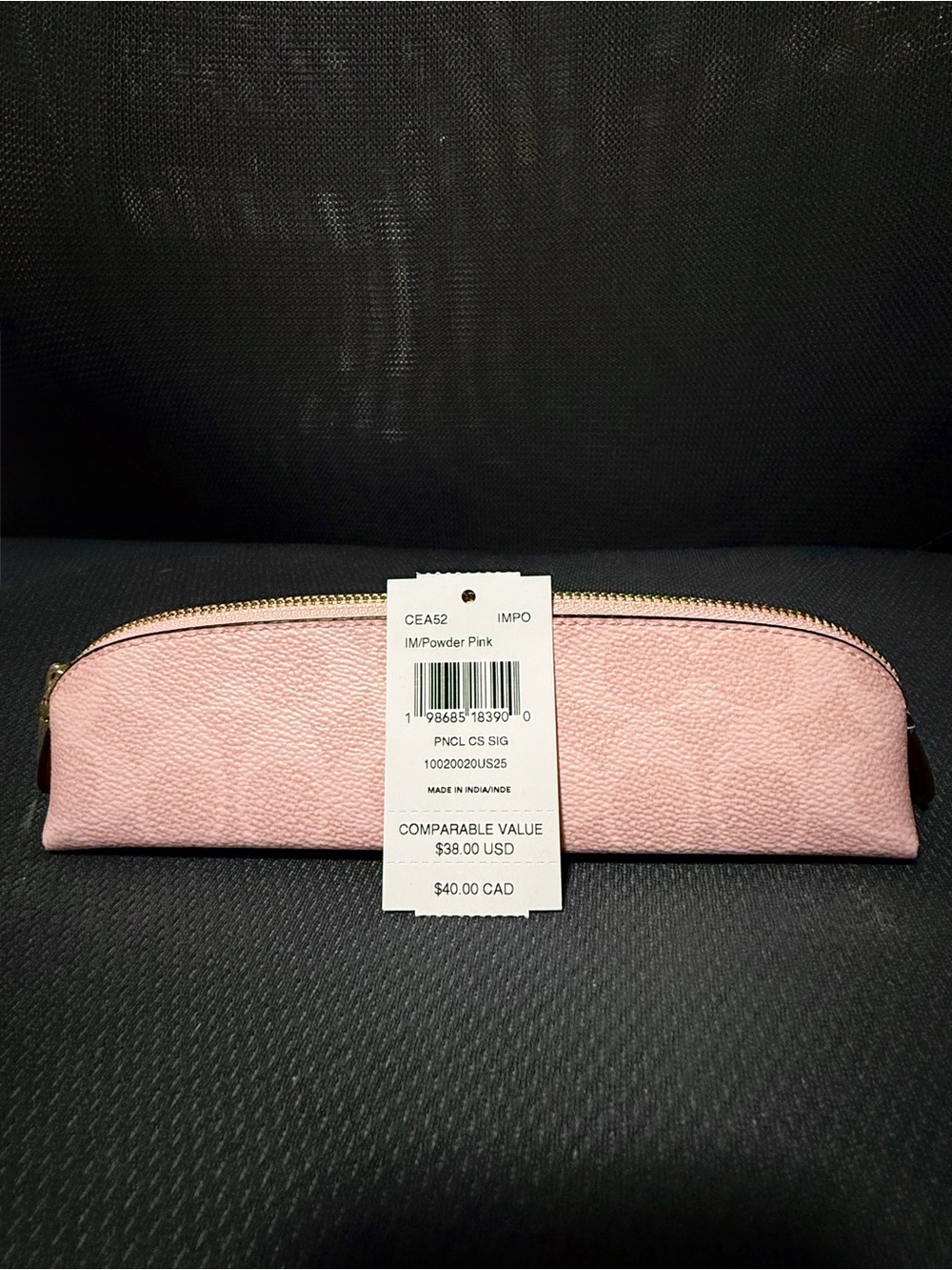 NWT Coach Powder Pink Zip Pencil Case CEA52